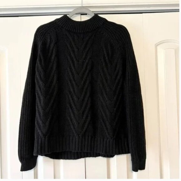 NWT J. Crew Cable Knit Mockneck Sweater in Black - Picture 2 of 5